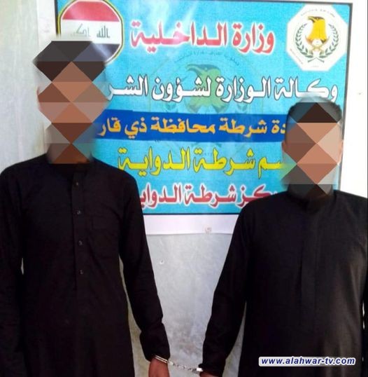 شرطة قضاء الدواية تلقي القبض على متهمين اثنين مطلوبين بقضية قتل .